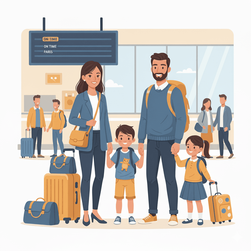 Happy family traveling together